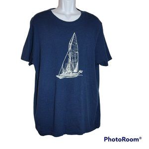 Penguine by Musingwear Men's Navy Short Sleeve Tee with Sailboat Size XXL EUC